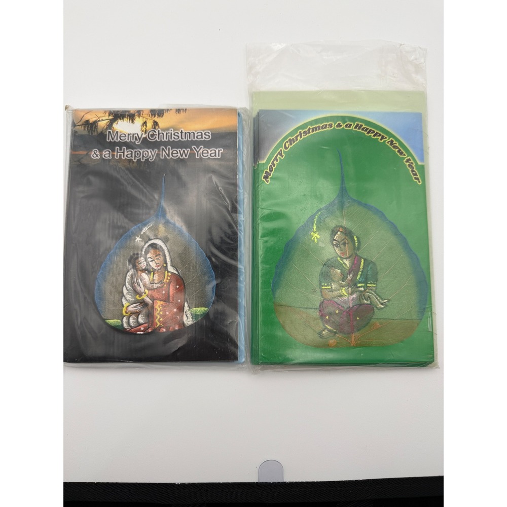 Mother Teresa Foundation Peepal Leaf Christmas Cards Set of 2 10 packs India